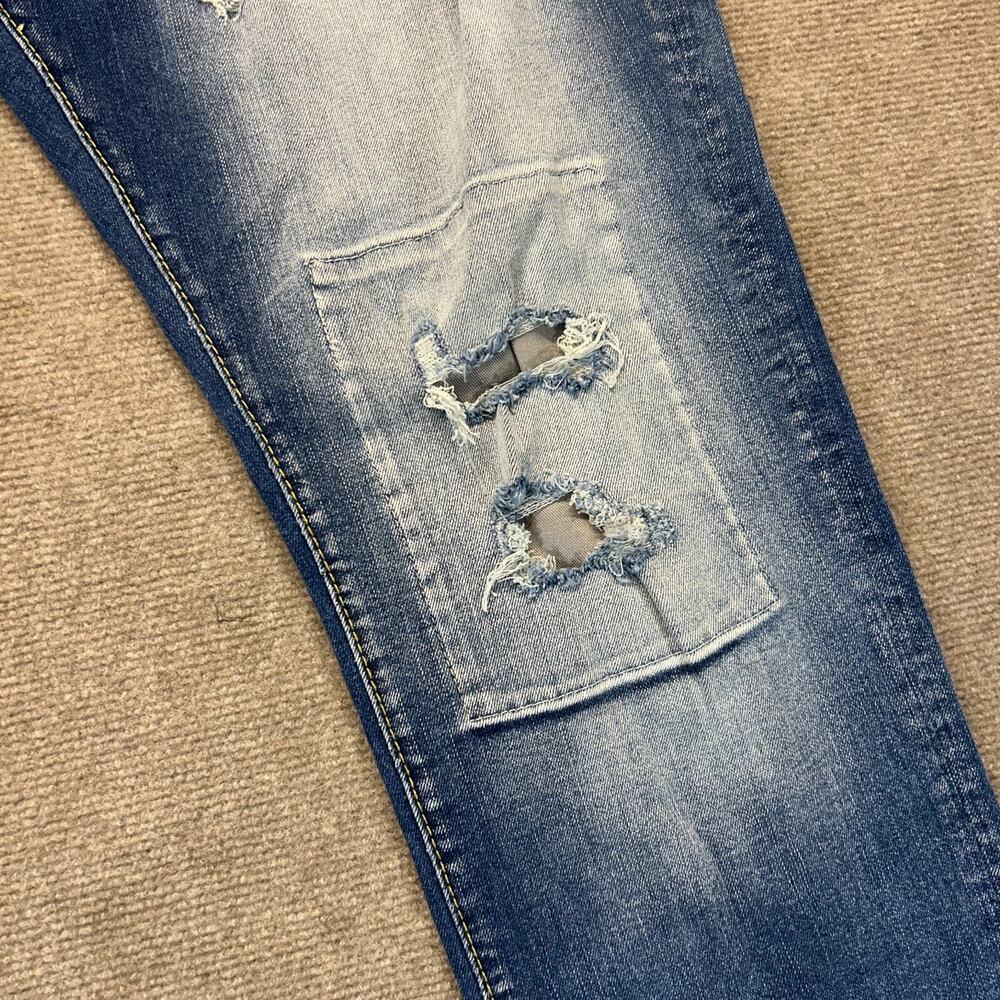 Grindhouse Denim Jeans Men's 42x32 Blue Distressed Patches Whiskers Stretch NEW - Picture 4 of 16